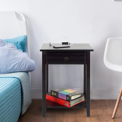 Casual Home Night Owl Sleek Solid Wood Bedroom Nightstand With Included Discrete 4 Port USB Port Station 6 Casual Home Night Owl Sleek Solid Wood Bedroom Nightstand With Included Discrete 4 Port USB Port Station - Image 4