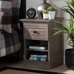 Dara 1 Drawer Wood Nightstand Gray/Brown/Black - Baxton Studio 12 Dara 1 Drawer Wood Nightstand Gray/Brown/Black - Baxton Studio -Bedroom Home Store GUEST f0a37768 a82b 41fa a311 3050d8fca91a