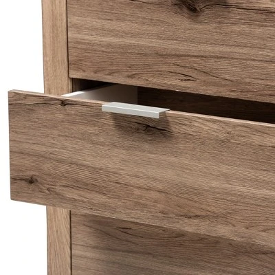 Laverne Modern And Contemporary Oak Finished 4 Drawer Chest Brown - Baxton Studio 7 Laverne Modern And Contemporary Oak Finished 4 Drawer Chest Brown - Baxton Studio - Image 5