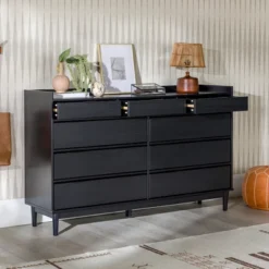 Bedroom Home Store 31 Mid-Century Modern Solid Wood 9 Drawer Horizontal Dresser - Saracina Home