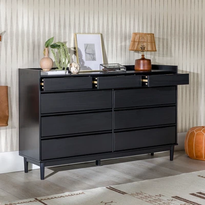 Mid-Century Modern Solid Wood 9 Drawer Horizontal Dresser - Saracina Home 3 Mid-Century Modern Solid Wood 9 Drawer Horizontal Dresser - Saracina Home