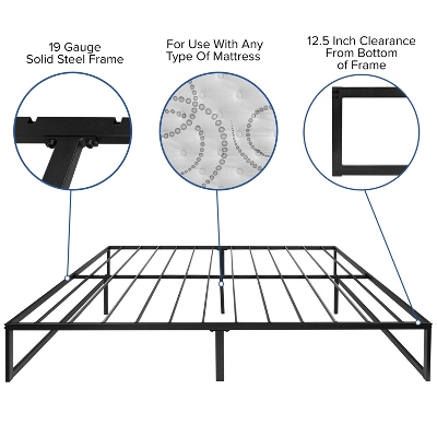 Merrick Lane 14 Inch Steel Bed Frame With Steel Slat Support For Any Mattress (No Box Spring Required) 8 Merrick Lane 14 Inch Steel Bed Frame With Steel Slat Support For Any Mattress (No Box Spring Required) - Image 6