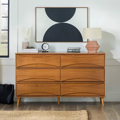 Mid-Century Modern Contoured 6 Drawer Dresser - Saracina Home 4 Mid-Century Modern Contoured 6 Drawer Dresser - Saracina Home - Image 3