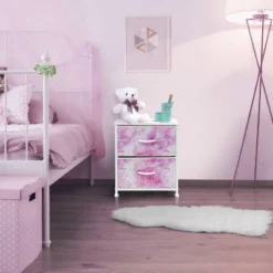 Sorbus Nightstand With Drawers For Home Bedroom And More Light Pink