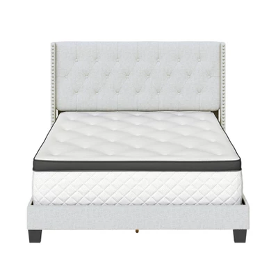 Maya Wingback Button Tufted Linen Upholstered Platform Bed With Nailhead Trim - Eco Dream 4 Maya Wingback Button Tufted Linen Upholstered Platform Bed With Nailhead Trim - Eco Dream - Image 2