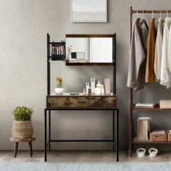 Costway Industrial Vanity Table With 3-Height Adjustable Mirror Storage Bag Large Drawer 14 Costway Industrial Vanity Table With 3-Height Adjustable Mirror Storage Bag Large Drawer -Bedroom Home Store GUEST f2b0b31b 3c6b 45c3 b59a 2ea5ca3e6e29