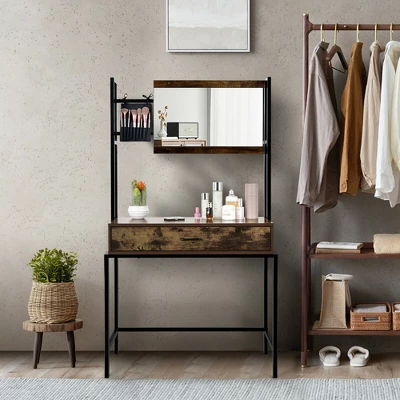 Costway Industrial Vanity Table With 3-Height Adjustable Mirror Storage Bag Large Drawer 6 Costway Industrial Vanity Table With 3-Height Adjustable Mirror Storage Bag Large Drawer - Image 4