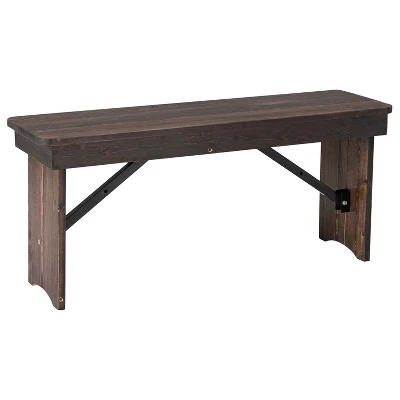 Emma And Oliver 40" X 12" Antique Rustic Solid Pine Folding Farm Bench - Portable Bench 16 Emma And Oliver 40" X 12" Antique Rustic Solid Pine Folding Farm Bench - Portable Bench - Image 14