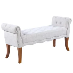 HOMCOM Traditional Style Entryway Bed End Shoe Bench With Button Tufted And Rounded Arm For Living Room 13 HOMCOM Traditional Style Entryway Bed End Shoe Bench With Button Tufted And Rounded Arm For Living Room -Bedroom Home Store GUEST f304ea38 e077 4946 8172 07c3d1a68b53