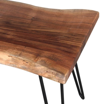 Alaterre Furniture Hairpin Natural Brown Live Edge Wood With Metal Bench 3 Alaterre Furniture Hairpin Natural Brown Live Edge Wood With Metal Bench - Image 2