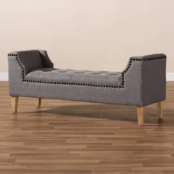 Perret Oak Finished Wood Bench Gray - Baxton Studio 15 Perret Oak Finished Wood Bench Gray - Baxton Studio -Bedroom Home Store GUEST f36442c5 3af2 4dae 8035 9c61661eed34
