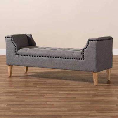 Perret Oak Finished Wood Bench Gray - Baxton Studio 8 Perret Oak Finished Wood Bench Gray - Baxton Studio - Image 6