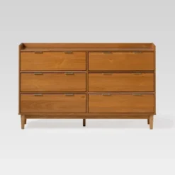 Mid-Century Modern Solid Wood 6 Drawer Double Dresser - Saracina Home -Bedroom Home Store GUEST f40a606f 0c8e 43a8 b20e 6173eadd8c07