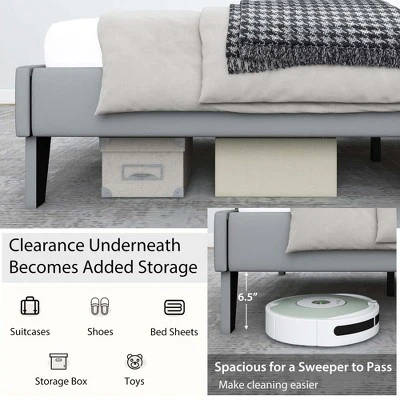 Costway Full/Qween/Twin Size Upholstered Platform Bed Frame Velvet Headboard Mattress Foundation 7 Costway Full/Qween/Twin Size Upholstered Platform Bed Frame Velvet Headboard Mattress Foundation - Image 5