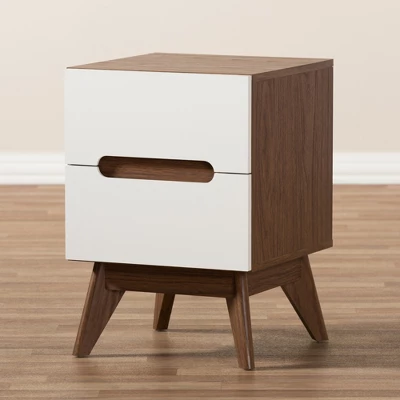 Calypso Mid - Century Modern Wood 3 - Drawer Storage Nightstand - Brown - Baxton Studio 8 Calypso Mid - Century Modern Wood 3 - Drawer Storage Nightstand - Brown - Baxton Studio - Image 6
