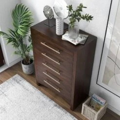 Melonnes 5 Drawer Chest Walnut - HOMES: Inside + Out 11 Melonnes 5 Drawer Chest Walnut - HOMES: Inside + Out -Bedroom Home Store GUEST f62d4763 9947 4163 ae5c cc5ffacf267e