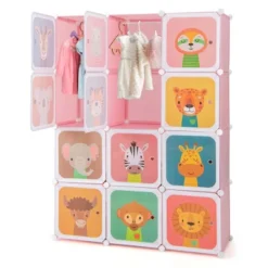 Costway 12-Cube Kids Wardrobe Baby Dresser Bedroom Armoire Clothes Hanging Closet With Door Blue/Pink 23 Costway 12-Cube Kids Wardrobe Baby Dresser Bedroom Armoire Clothes Hanging Closet With Door Blue/Pink -Bedroom Home Store GUEST f63dac2b c94a 4229 a358 c11774285f08