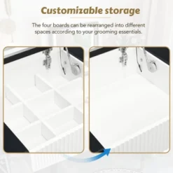 43.3" Modern Vanity Table Set With Flip-Up Mirror, LED Lights And Storage - ModernLuxe 15 43.3" Modern Vanity Table Set With Flip-Up Mirror, LED Lights And Storage - ModernLuxe -Bedroom Home Store GUEST f6cd4564 622d 489c 80e9 7715f011a192