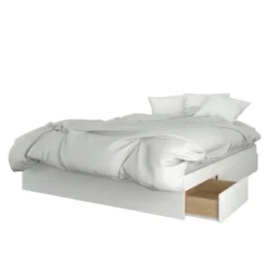 Queen 3pc Sahara Platform Bed Bundle White/Walnut - Nexera