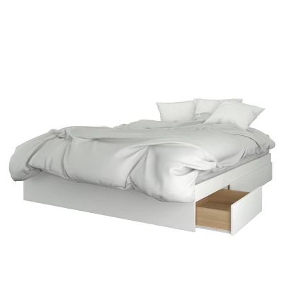 Queen 3pc Sahara Platform Bed Bundle White/Walnut - Nexera 3 Queen 3pc Sahara Platform Bed Bundle White/Walnut - Nexera