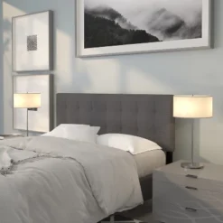 Emma And Oliver Quilted Tufted Queen Size Headboard In Dark Gray Fabric