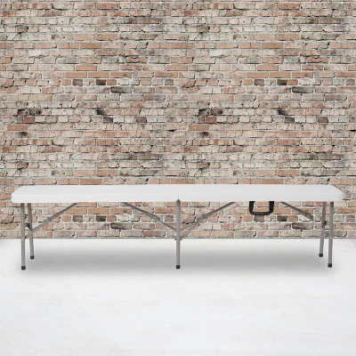 Emma And Oliver 11"W X 72"L Portable Bi-Fold Granite White Folding Bench 3 Emma And Oliver 11"W X 72"L Portable Bi-Fold Granite White Folding Bench