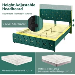 Costway Upholstered Platform Bed Frame Adjustable Headboard Footboard Modern Green 18 Costway Upholstered Platform Bed Frame Adjustable Headboard Footboard Modern Green -Bedroom Home Store GUEST f9292d7b c116 472f 8464 a1a396820e7e