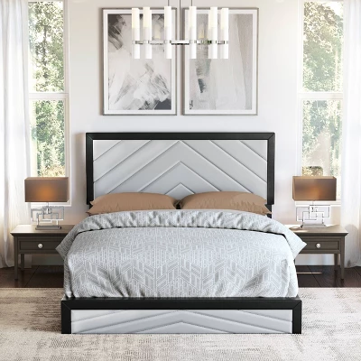 Blake Chevron Stitched Upholstered Platform Bed - Eco Dream 4 Blake Chevron Stitched Upholstered Platform Bed - Eco Dream - Image 2