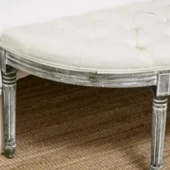 HOMCOM Vintage Semi-Circle Hallway Bench Tufted Upholstered Velvet-Touch Fabric Accent Seat With Rubberwood Legs, Off White 13 HOMCOM Vintage Semi-Circle Hallway Bench Tufted Upholstered Velvet-Touch Fabric Accent Seat With Rubberwood Legs, Off White -Bedroom Home Store GUEST fa2128e7 2d91 47f1 9bf9 3ee0a9ac312e