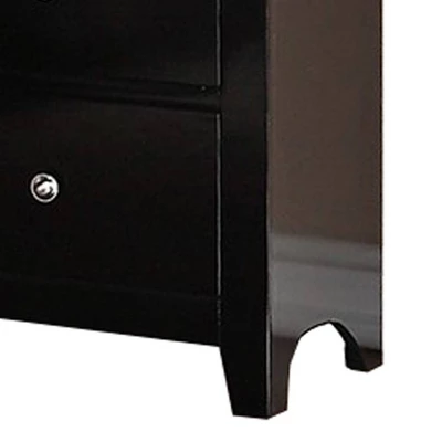 2 Drawer Wooden Nightstand With Metal Knobs Brown - Benzara 5 2 Drawer Wooden Nightstand With Metal Knobs Brown - Benzara - Image 3