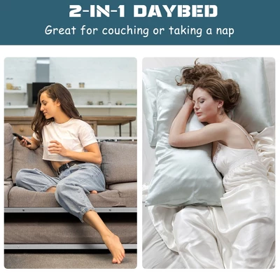 Costway Twin Metal Daybed With Roll Out Trundle Heavy Duty Frame Sofa Bed Set 7 Costway Twin Metal Daybed With Roll Out Trundle Heavy Duty Frame Sofa Bed Set - Image 5