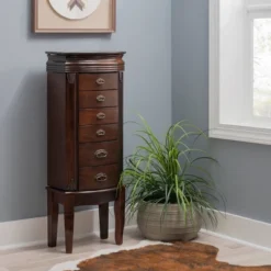 Verona Italian Influenced Jewelry Armoire Espresso - Powell Company