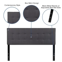 Emma And Oliver Quilted Tufted Queen Size Headboard In Dark Gray Fabric 11 Emma And Oliver Quilted Tufted Queen Size Headboard In Dark Gray Fabric -Bedroom Home Store GUEST fd5d4781 bb1b 46ee 9a20 4f2e29bdc5c7