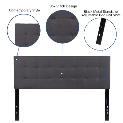 Emma And Oliver Quilted Tufted Queen Size Headboard In Dark Gray Fabric 5 Emma And Oliver Quilted Tufted Queen Size Headboard In Dark Gray Fabric - Image 3