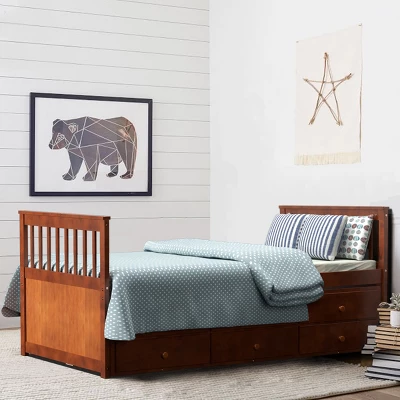 Costway Twin Captain's Bed Bunk Bed Alternative W/ Trundle & Drawers For Kids WalnutEspressoWhite 12 Costway Twin Captain's Bed Bunk Bed Alternative W/ Trundle & Drawers For Kids WalnutEspressoWhite - Image 10