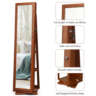 Costway 360degree Rotatable Jewelry Cabinet 2-in-1 Lockable Mirrored Organizer 10 Costway 360degree Rotatable Jewelry Cabinet 2-in-1 Lockable Mirrored Organizer - Image 9