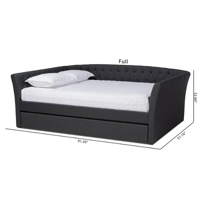 Delora Upholstered Daybed With Trundle - Baxton Studio 11 Delora Upholstered Daybed With Trundle - Baxton Studio - Image 9